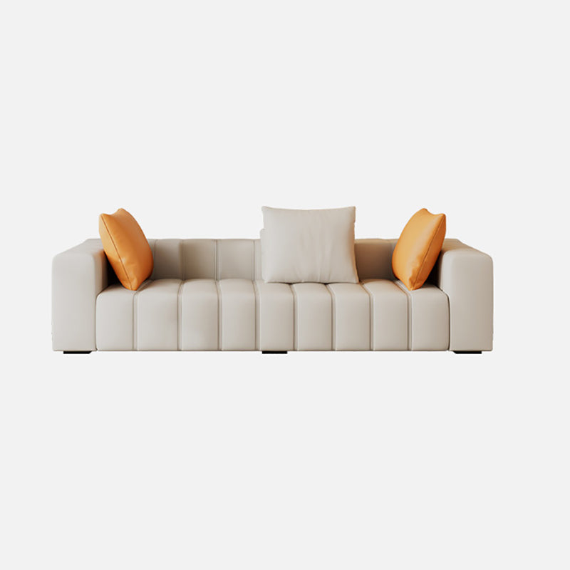 Sqaure Arm Biscuit Back Sectional Modern Genuine Leather Sectional