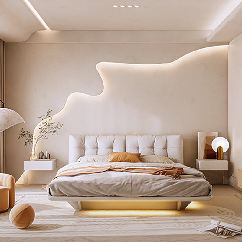 Contemporary White Lift Up Storage Solid Color Bed Frame, Light Not Included