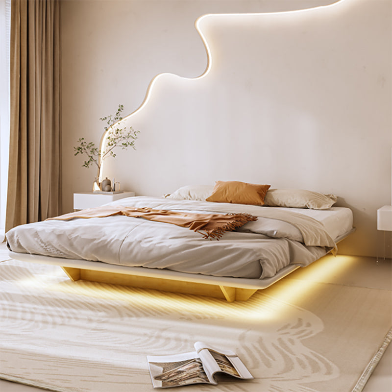 Contemporary White Lift Up Storage Solid Color Bed Frame, Light Not Included