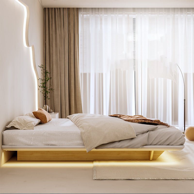 Contemporary White Lift Up Storage Solid Color Bed Frame, Light Not Included