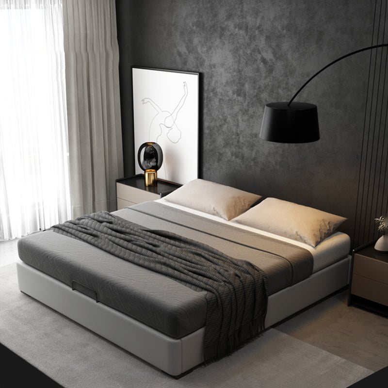 Contemporary Solid Color Lift Up Storage Mattress Included Bed Frame