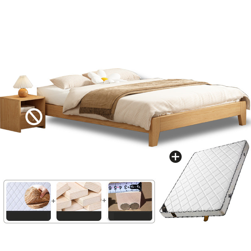 Contemporary Natural Mattress Included Solid Wood Solid Color Standard Bed
