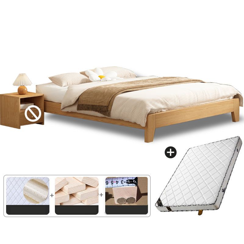 Contemporary Natural Mattress Included Solid Wood Solid Color Standard Bed