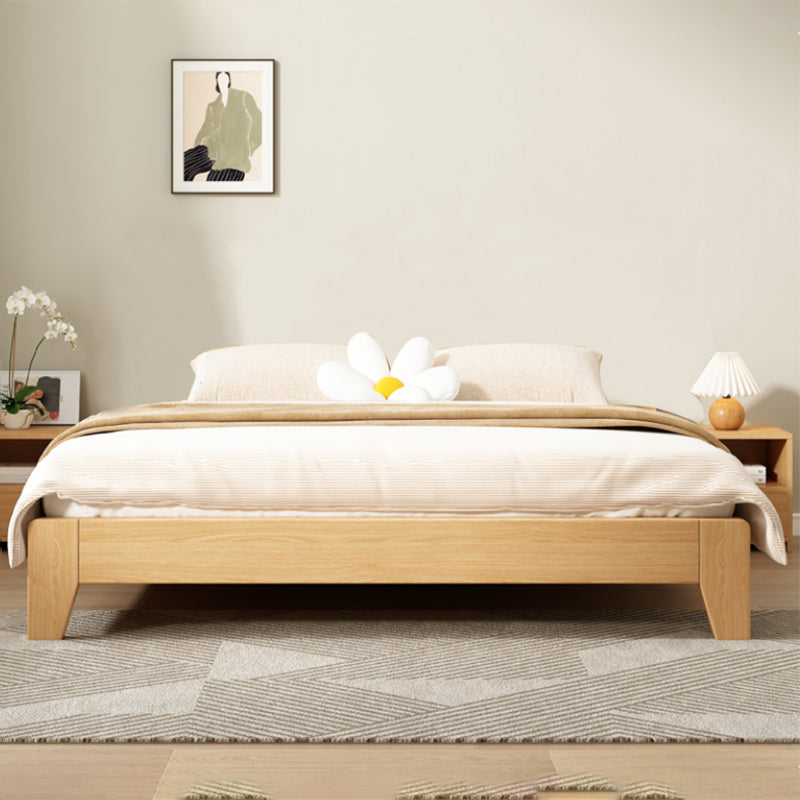 Contemporary Natural Mattress Included Solid Wood Solid Color Standard Bed