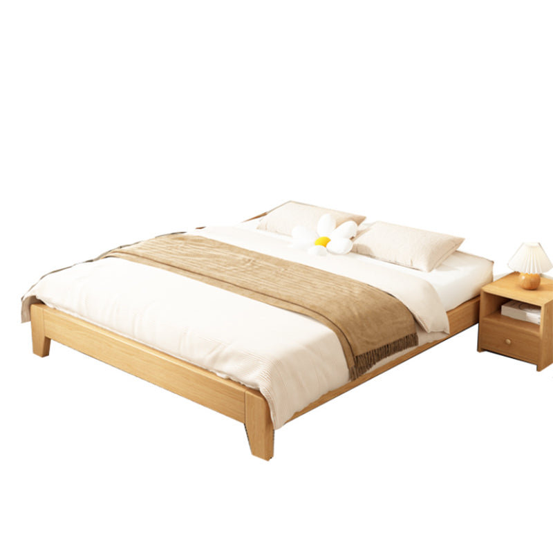 Contemporary Natural Mattress Included Solid Wood Solid Color Standard Bed