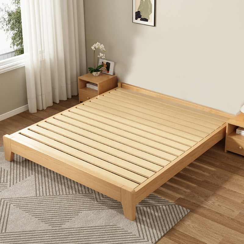 Contemporary Natural Mattress Included Solid Wood Solid Color Standard Bed