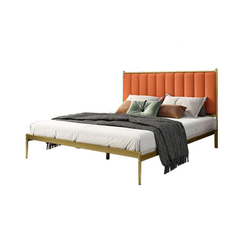 Glam Metal Solid Color Rectangular Upholstered Headboard Standard Bed