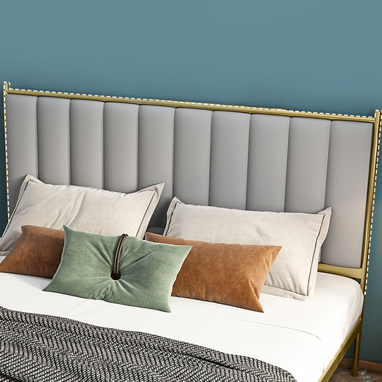 Glam Metal Solid Color Rectangular Upholstered Headboard Standard Bed