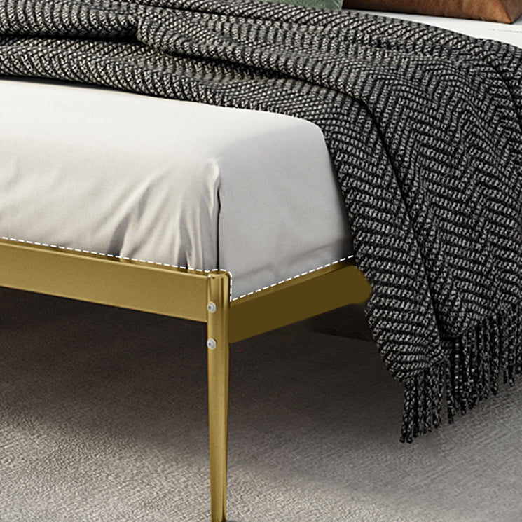 Glam Metal Solid Color Rectangular Upholstered Headboard Standard Bed