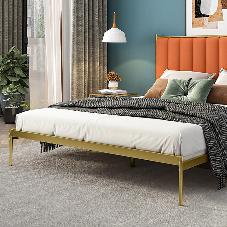 Glam Metal Solid Color Rectangular Upholstered Headboard Standard Bed