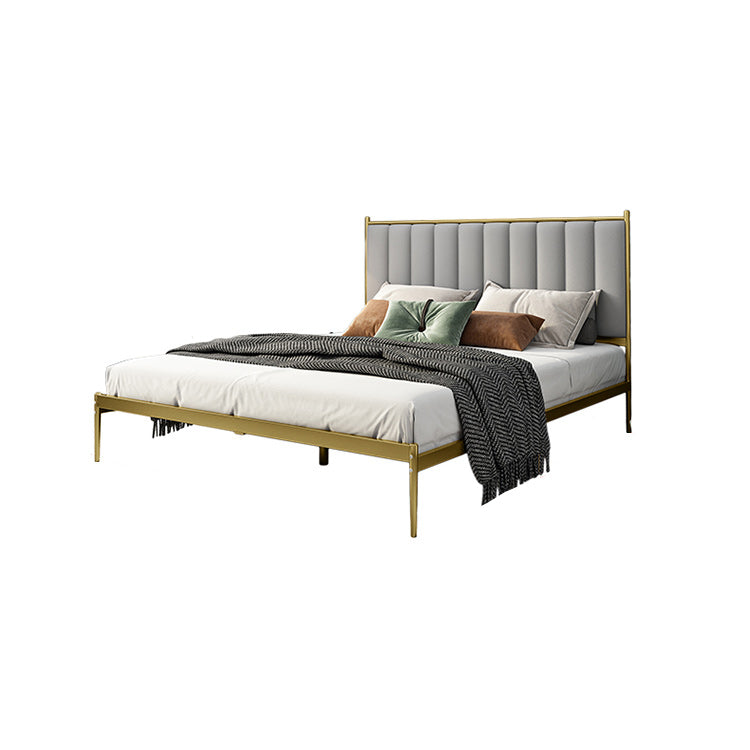 Glam Metal Solid Color Rectangular Upholstered Headboard Standard Bed