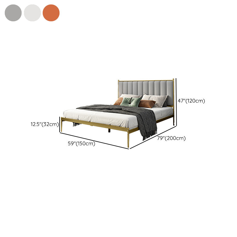 Glam Metal Solid Color Rectangular Upholstered Headboard Standard Bed