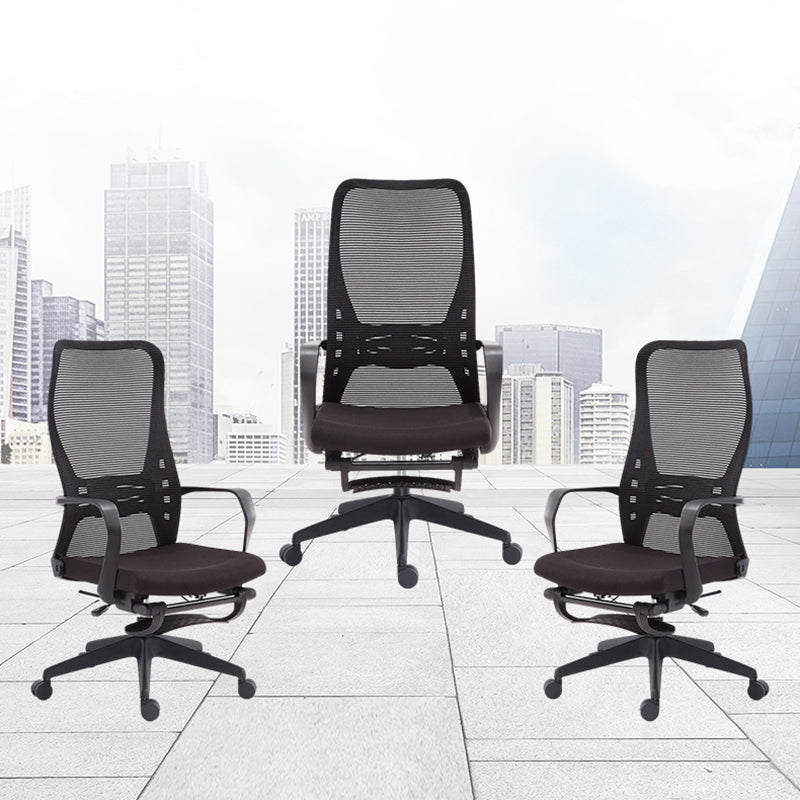 Fixed Arms Desk Chair Adjustable Seat Height Swivel Chair with Wheels