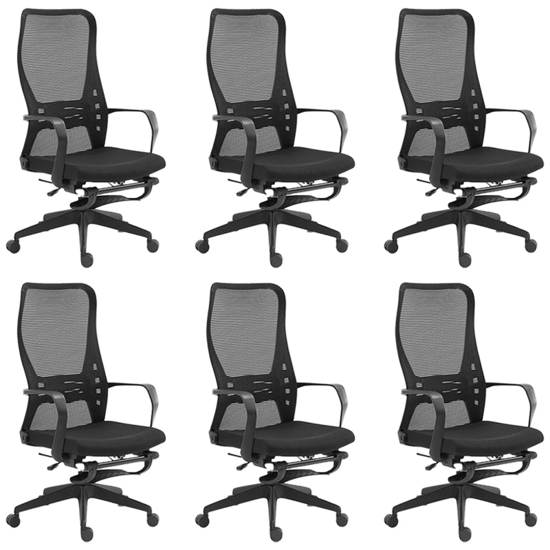 Fixed Arms Desk Chair Adjustable Seat Height Swivel Chair with Wheels