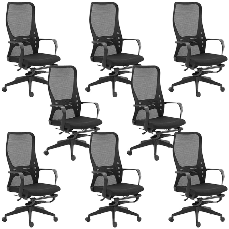 Fixed Arms Desk Chair Adjustable Seat Height Swivel Chair with Wheels