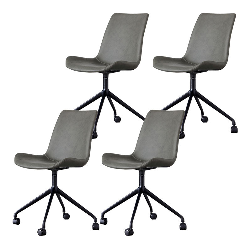 Contemporary No Arm Task Chair Leather Conference Chair for Office