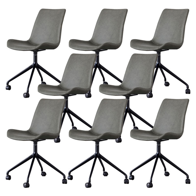 Contemporary No Arm Task Chair Leather Conference Chair for Office