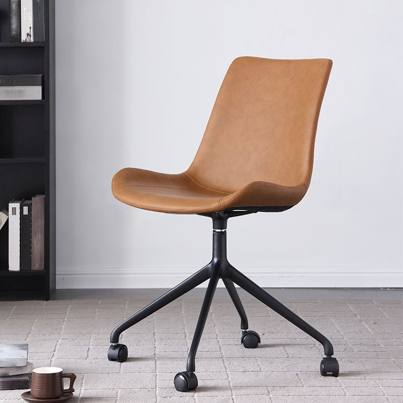 Contemporary No Arm Task Chair Leather Conference Chair for Office
