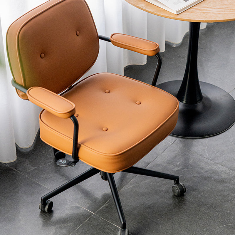 Padded Arms Desk Chair No Distressing Leather Ergonomic Office Chair with Wheels