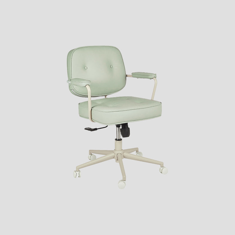 Padded Arms Desk Chair No Distressing Leather Ergonomic Office Chair with Wheels