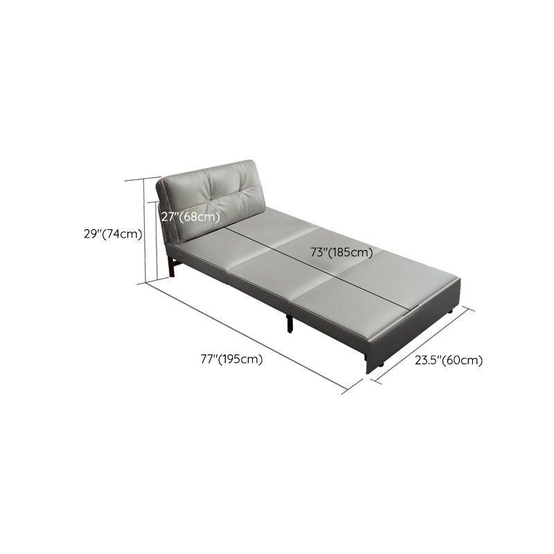 Scandinavian Faux Leather Sloped Arm Sofa Tufted Back Sofa in Gray