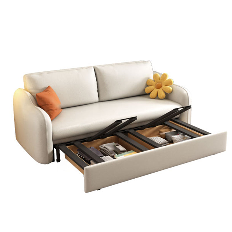 Contemporary Faux Leather Sleeper Sofa 30.7"H Slope Arm Sofa Bed