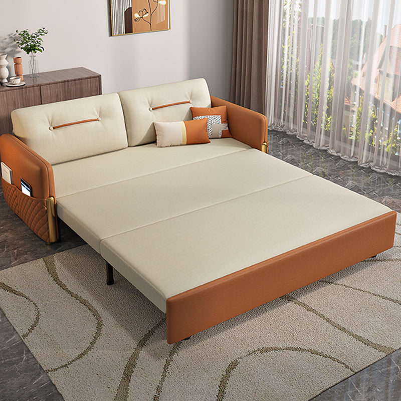 31.5"H Faux Leather Sleeper Sofa Upholstered Square Arm Sofa Bed