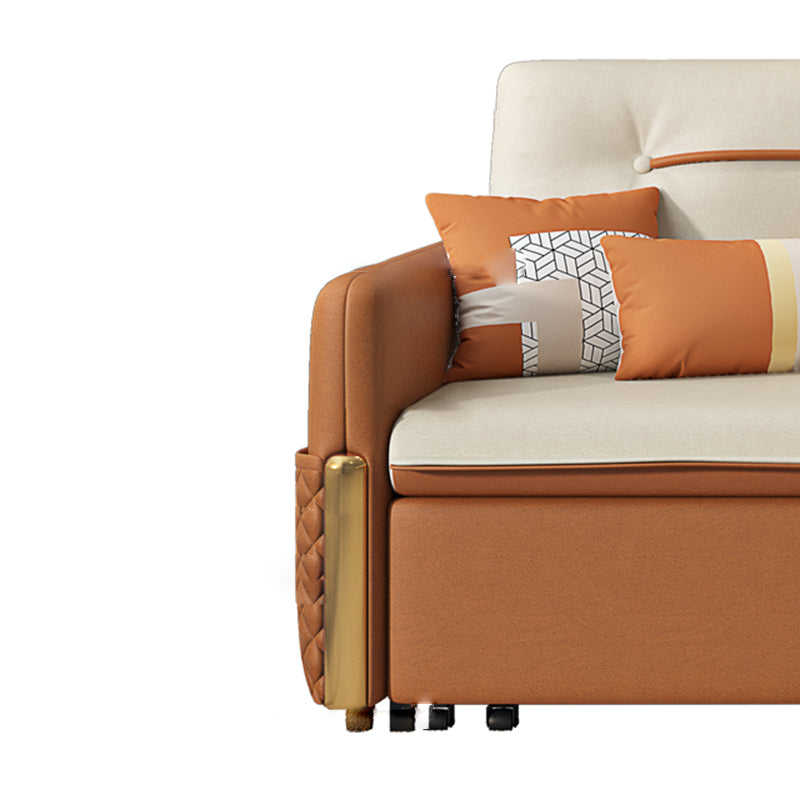 31.5"H Faux Leather Sleeper Sofa Upholstered Square Arm Sofa Bed