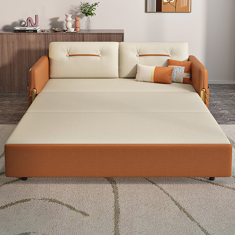 31.5"H Faux Leather Sleeper Sofa Upholstered Square Arm Sofa Bed