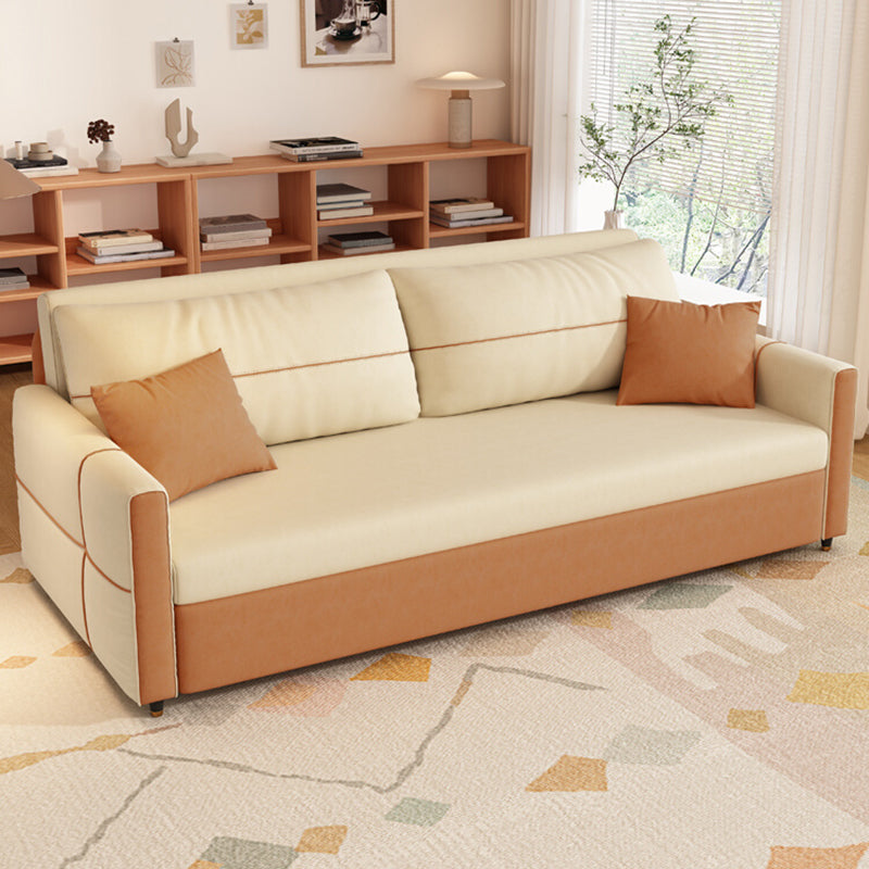 Scandinavian Square Arm Sofa Bed 33.46" H Sleeper with Storage