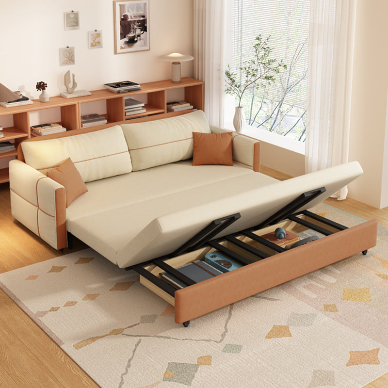 Scandinavian Square Arm Sofa Bed 33.46" H Sleeper with Storage