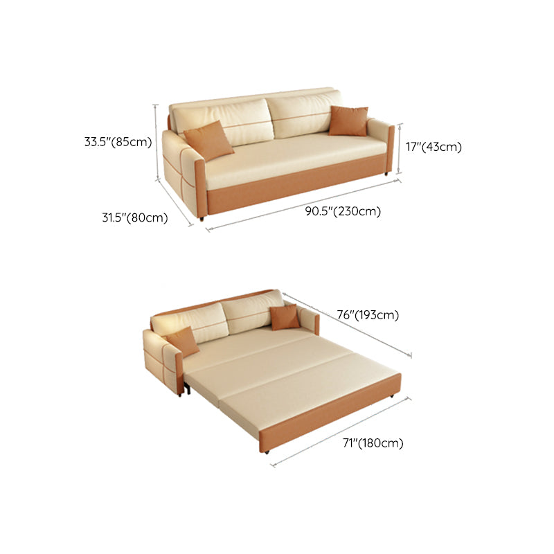 Scandinavian Square Arm Sofa Bed 33.46" H Sleeper with Storage