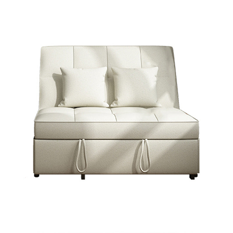 Contemporary Faux Leather Sleeper Sofa Biscuit Back Armless Sofa Bed