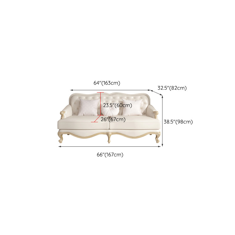 Traditional Genuine Leather Sectional Tufted Back Sloped Arm Sectional