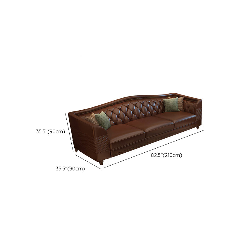 Flared Arm Tufted Back Sectional Sofa Mid-century Modern Brown Sectional