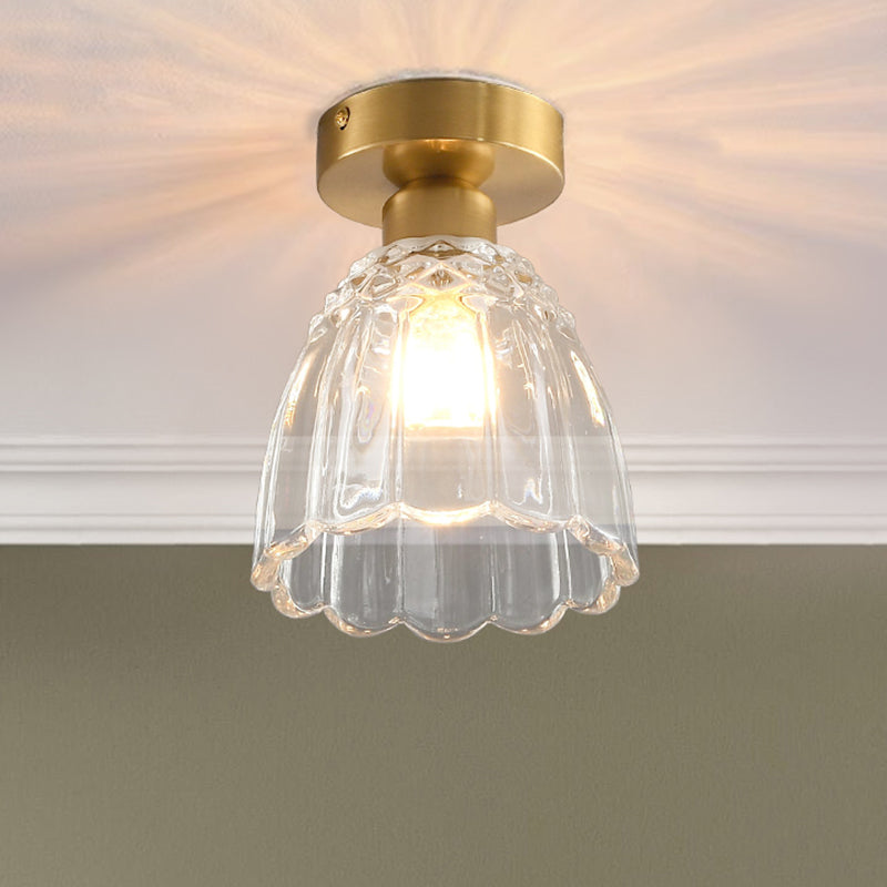Modern Simple Glass Ceiling Light Bell Shape Ceiling Lamp for Bedroom