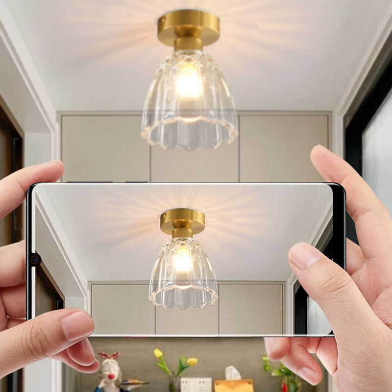 Modern Simple Glass Ceiling Light Bell Shape Ceiling Lamp for Bedroom