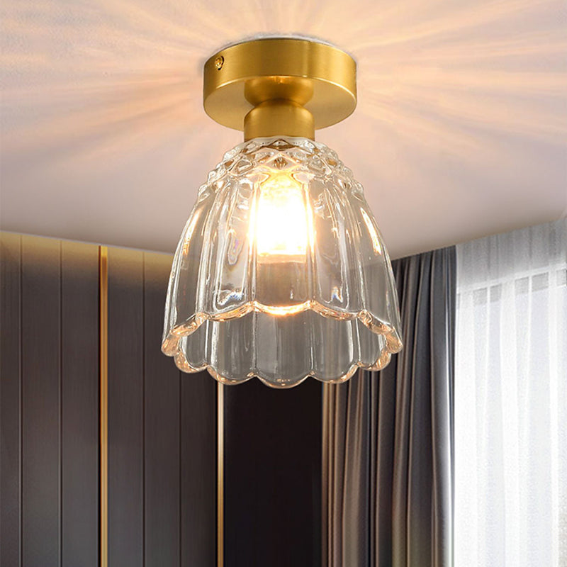 Modern Simple Glass Ceiling Light Bell Shape Ceiling Lamp for Bedroom