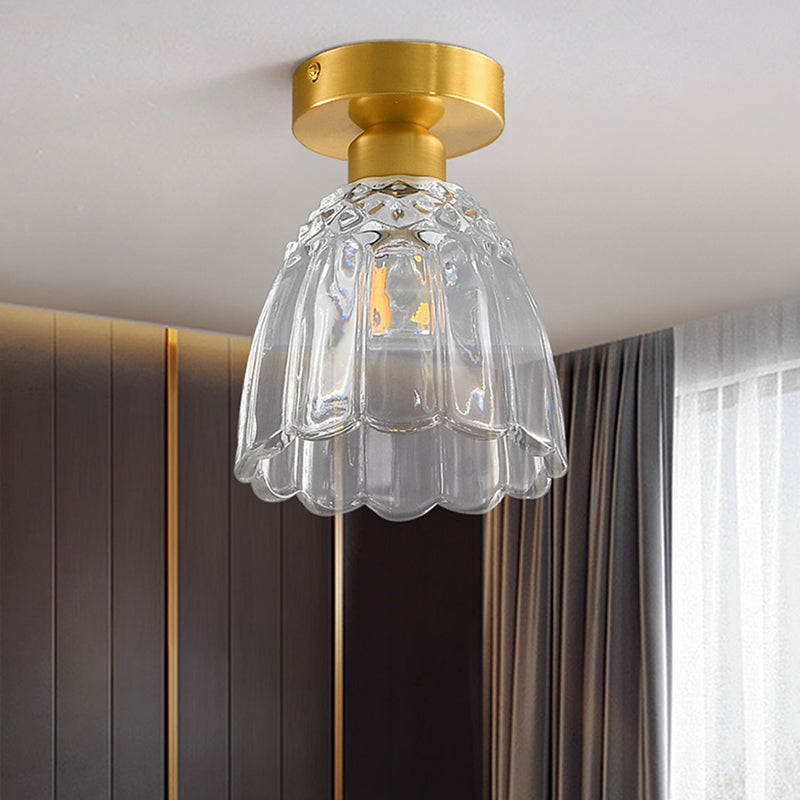 Modern Simple Glass Ceiling Light Bell Shape Ceiling Lamp for Bedroom