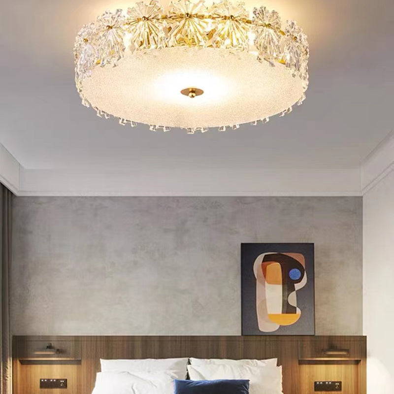Modern Simple Glass Ceiling Light Round Shape Ceiling Lamp for Bedroom