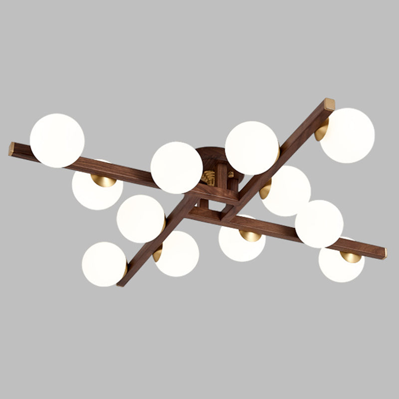 Modern Simple Ceiling Lamp Wooden Ball Shape Shade Ceiling Light for Living Room