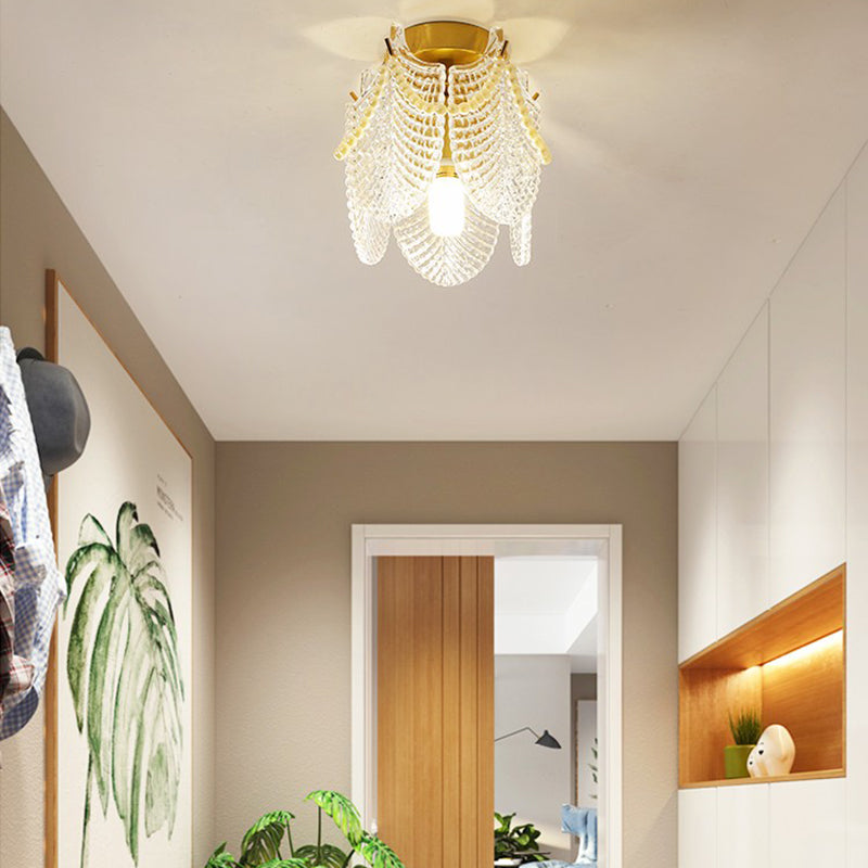 Modern Simple Ceiling Light Geometry Shape Ceiling Lamp with Glass Shade for Bedroom