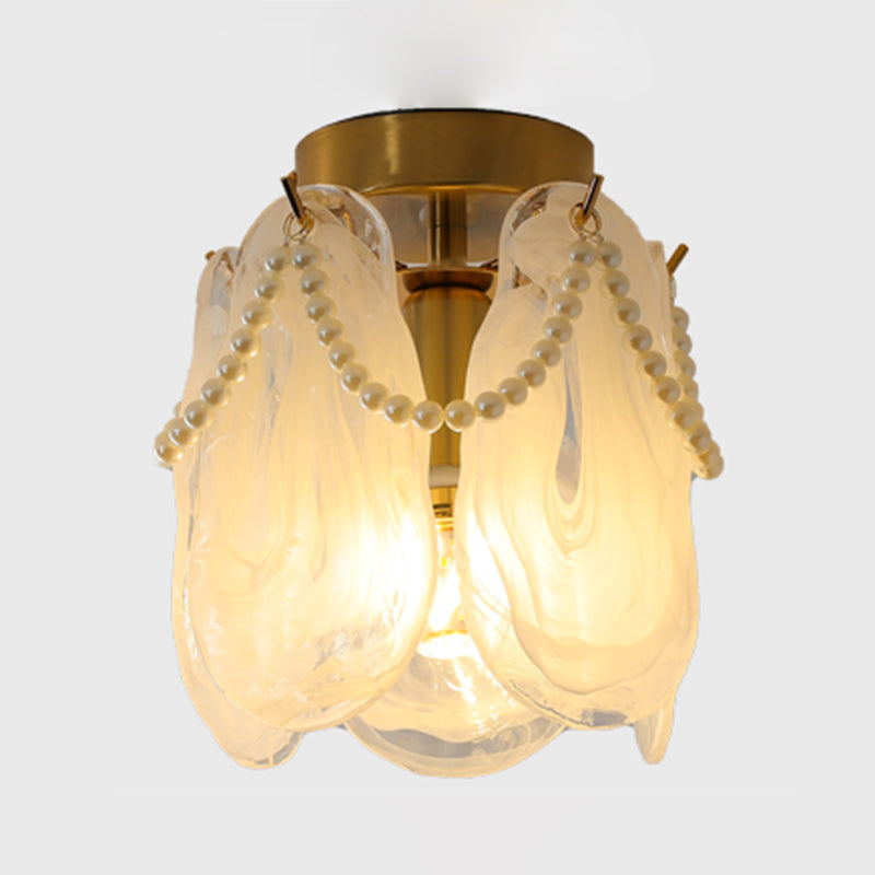 Modern Simple Ceiling Light Geometry Shape Ceiling Lamp with Glass Shade for Bedroom