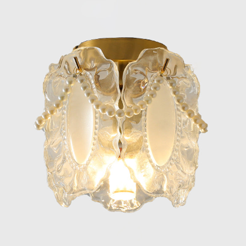 Modern Simple Ceiling Light Geometry Shape Ceiling Lamp with Glass Shade for Bedroom