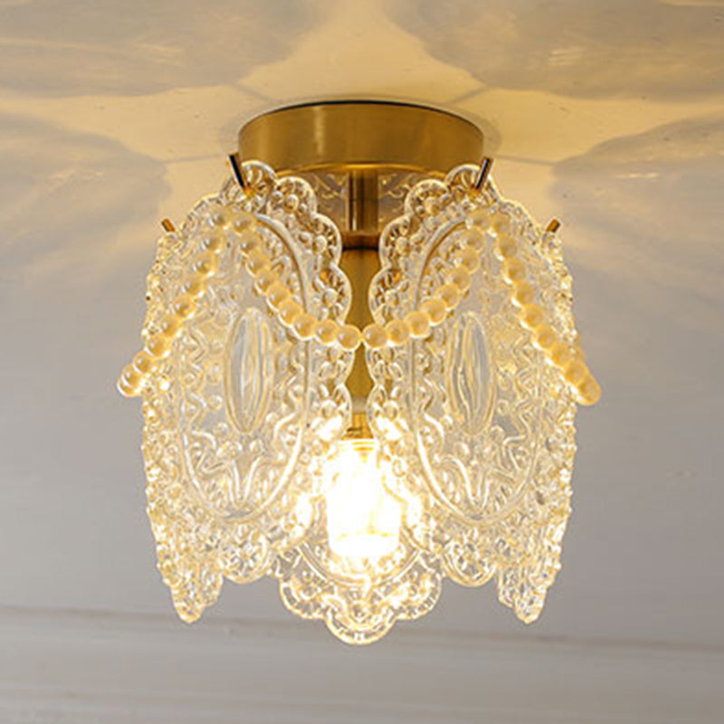 Modern Simple Ceiling Light Geometry Shape Ceiling Lamp with Glass Shade for Bedroom