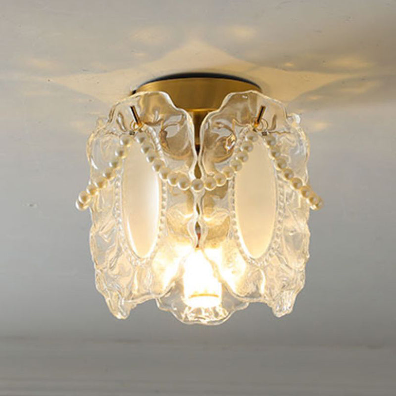 Modern Simple Ceiling Light Geometry Shape Ceiling Lamp with Glass Shade for Bedroom