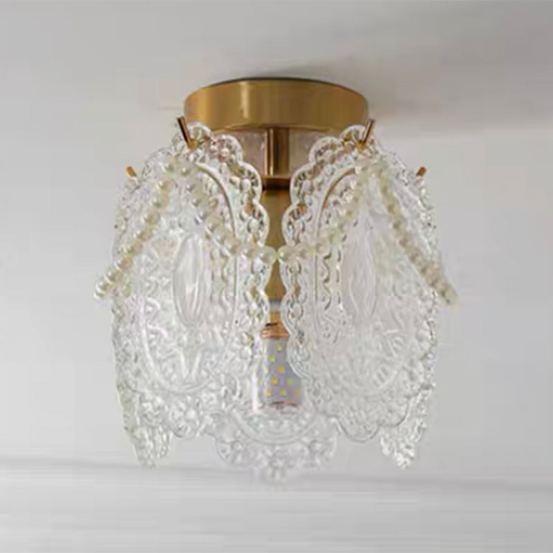 Modern Simple Ceiling Light Geometry Shape Ceiling Lamp with Glass Shade for Bedroom