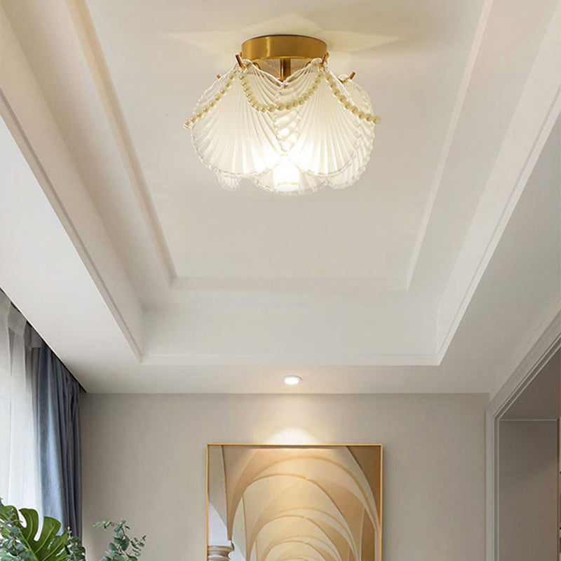 Modern Simple Ceiling Light Geometry Shape Ceiling Lamp with Glass Shade for Bedroom