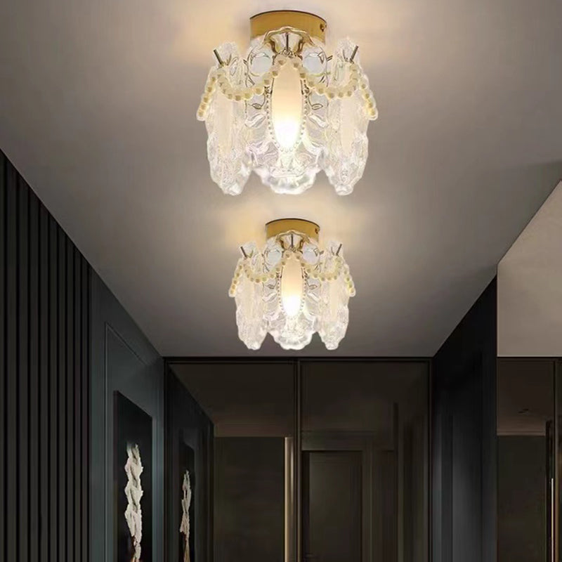 Modern Simple Ceiling Light Geometry Shape Ceiling Lamp with Glass Shade for Bedroom