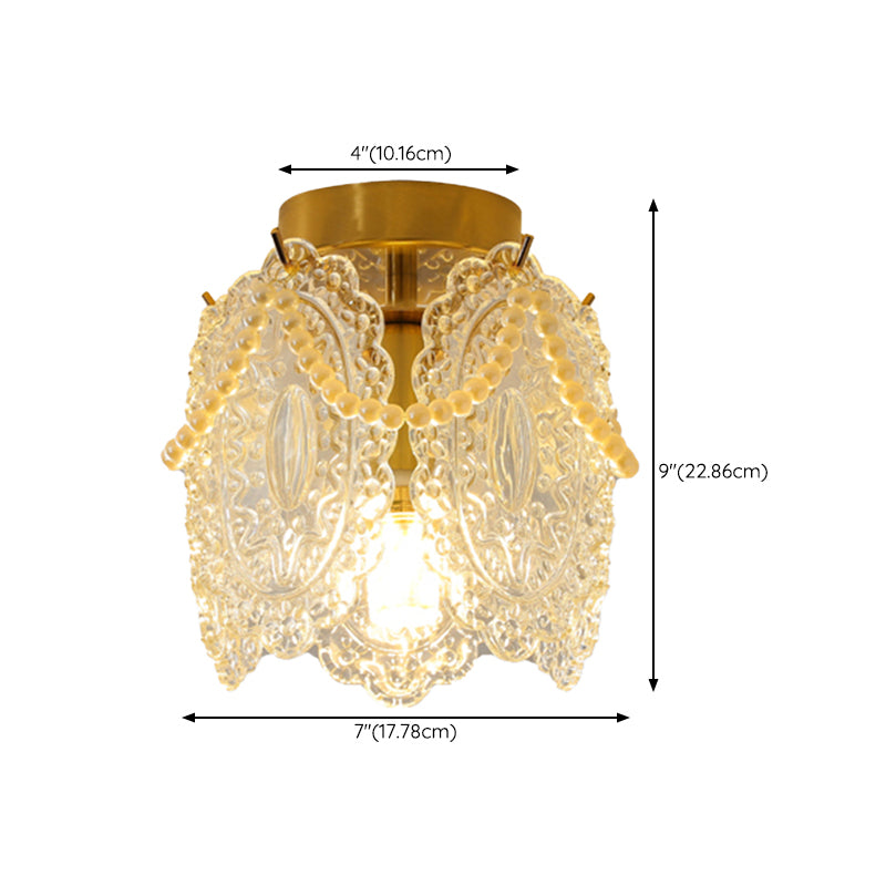 Modern Simple Ceiling Light Geometry Shape Ceiling Lamp with Glass Shade for Bedroom